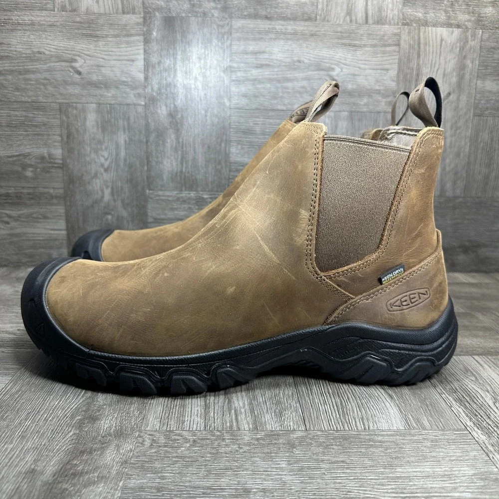 KEEN Anchorage III Chelsea Boots Mens 14 Brown Waterproof Leather NEW